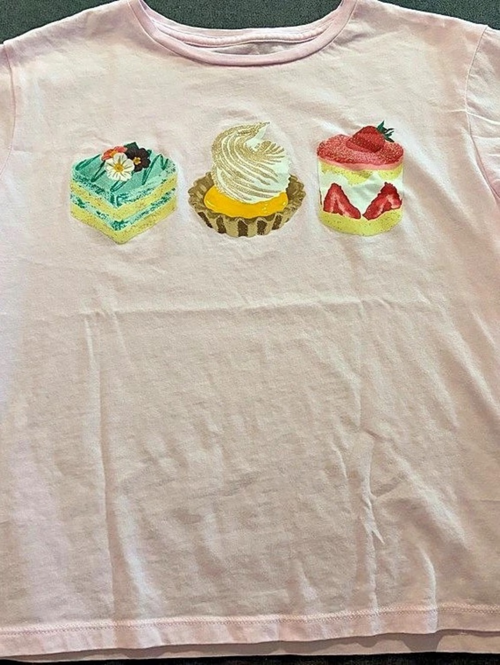 Crewcuts Girls' Short-Sleeve Glitter Cake Graphic T-Shirt Pink XL